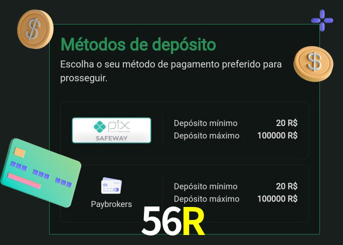 O cassino 56R oferece uma grande variedade de métodos de pagamento